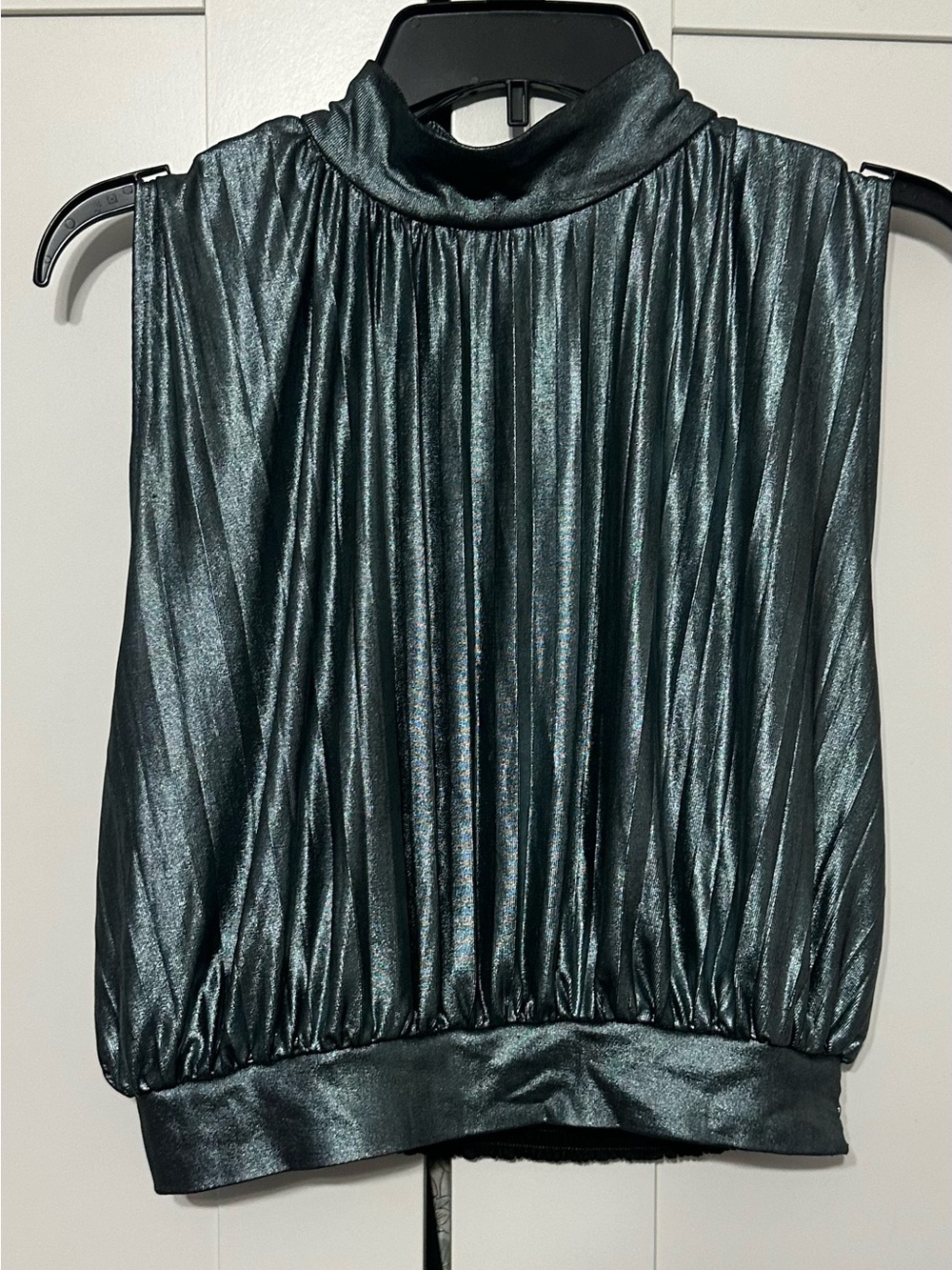 Metallic High-Neck Sleeveless Top - Shimmering
